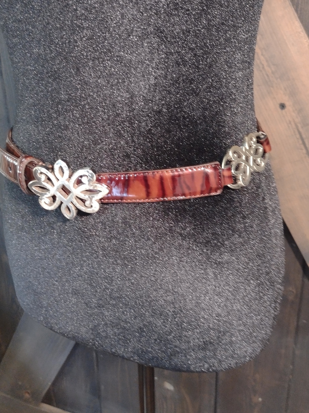 Brighton Womens Brown Decorative Belt with Silver Accents Xl 40"